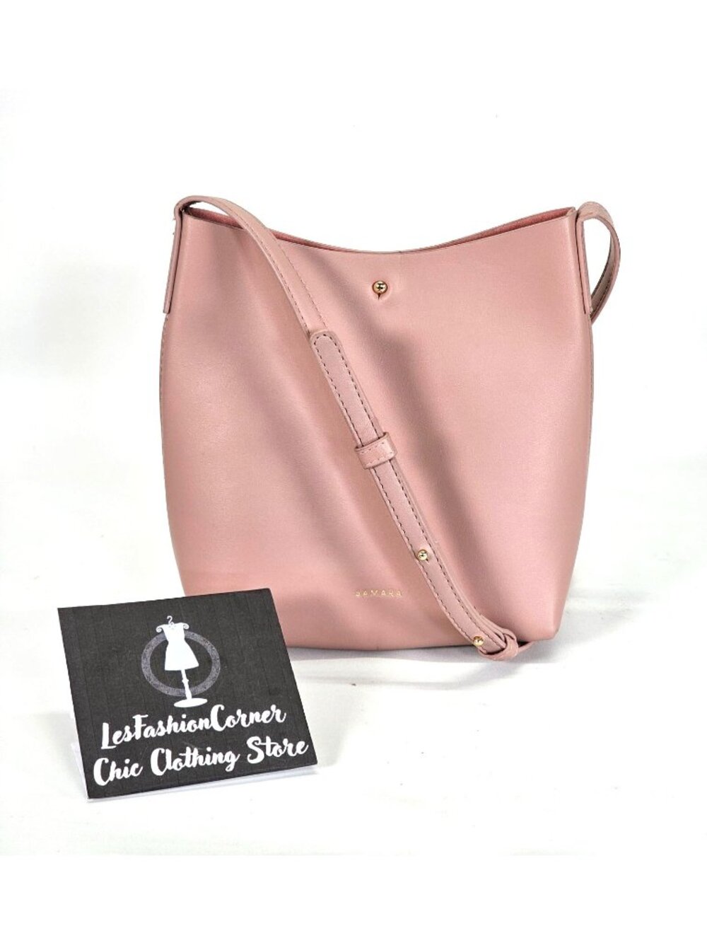 ANTHROPOLOGIE Women's Blush Samara Bucket Shoulder Bag Crossbody Size M 1234 - Picture 10 of 14